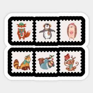 Christmas animal stamps Sticker